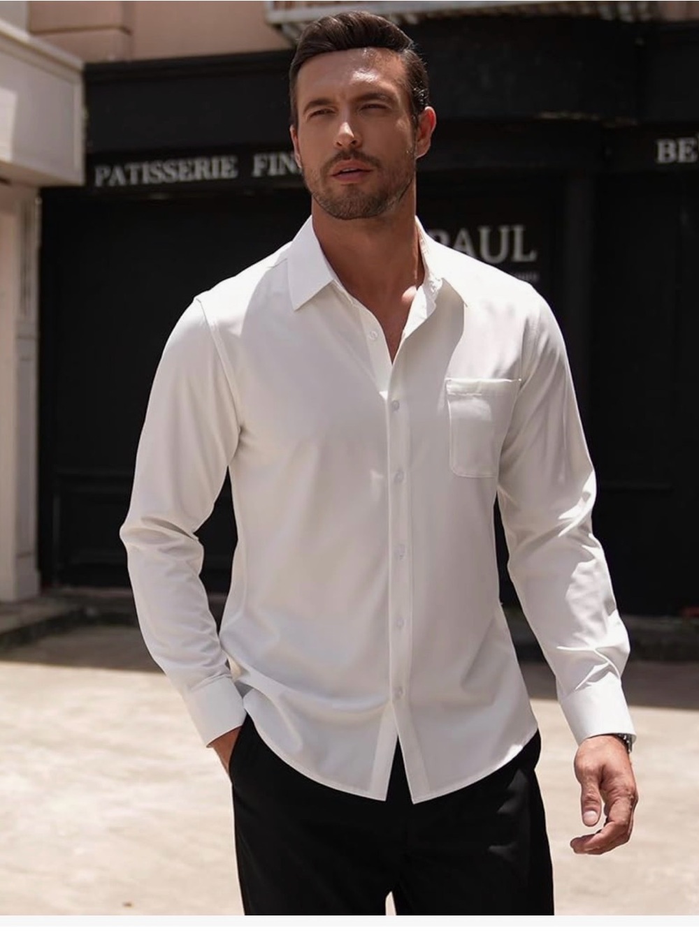 NWT Men’s COOFANDY White Dress Shirt – Wrinkle-Free Long Sleeve Button Down XL